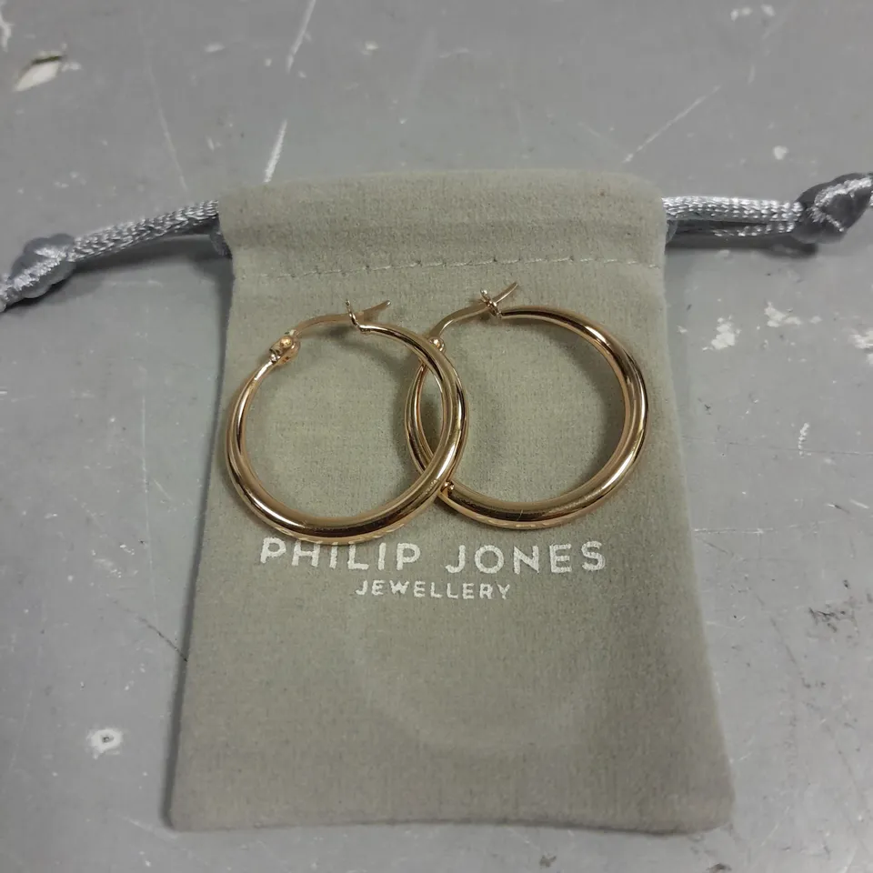PHILIP JONES ROSE GOLD COLOUR HOOP EARRINGS 