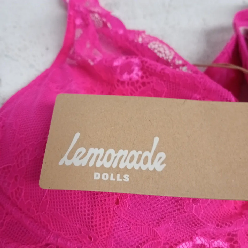 LEMONADE DOLLS NEON PINK LACE BRA – UK 36