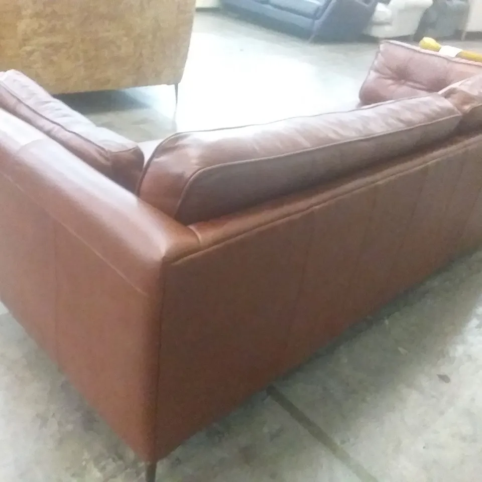QUALITY DESIGNER GIOVANNA 3 SEATER SOFA - BROWN LEATHER 