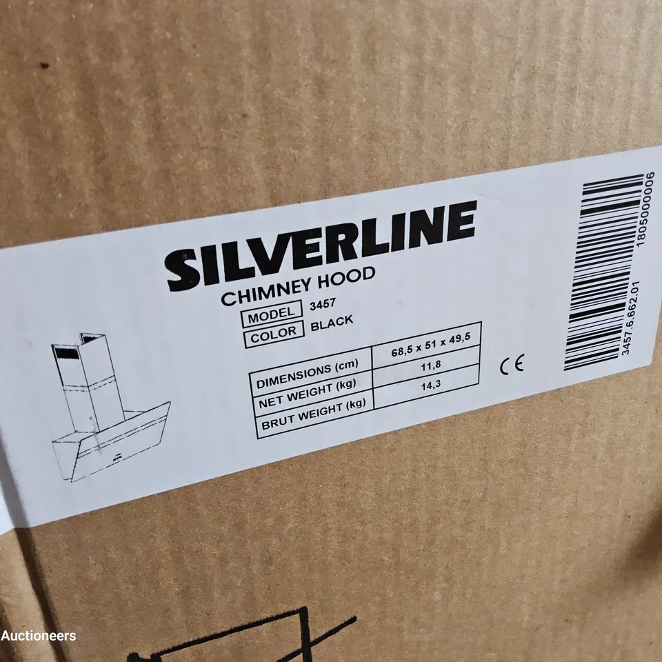 BOXED SILVERLINE CHIMNEY HOOD EXTRACTOR BLACK 3457