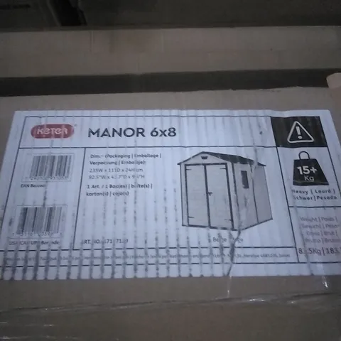 BOXED KETER MANOR OUTSIDE STORAGE, 6X8