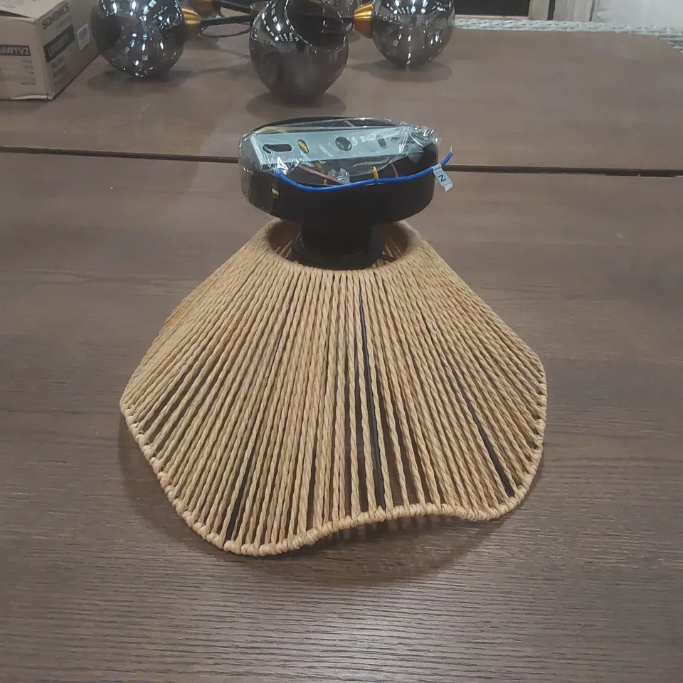 1-LIGHT RATTAN FLUSH MOUNT