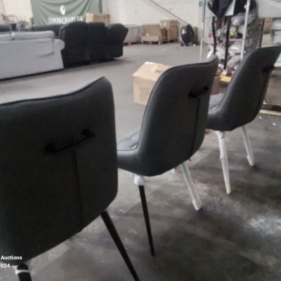 SET OF 3 QUALITY DESIGNER SIDE/DINING CHAIRS IN DARK GREY