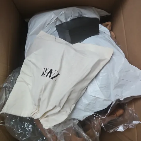 LARGE BOX OF APPROXIMATELY 25 ASSORTED CLOTHING ITEMS IN VARIOUS COLOURS, STYLES AND SIZES - COLLECTION ONLY