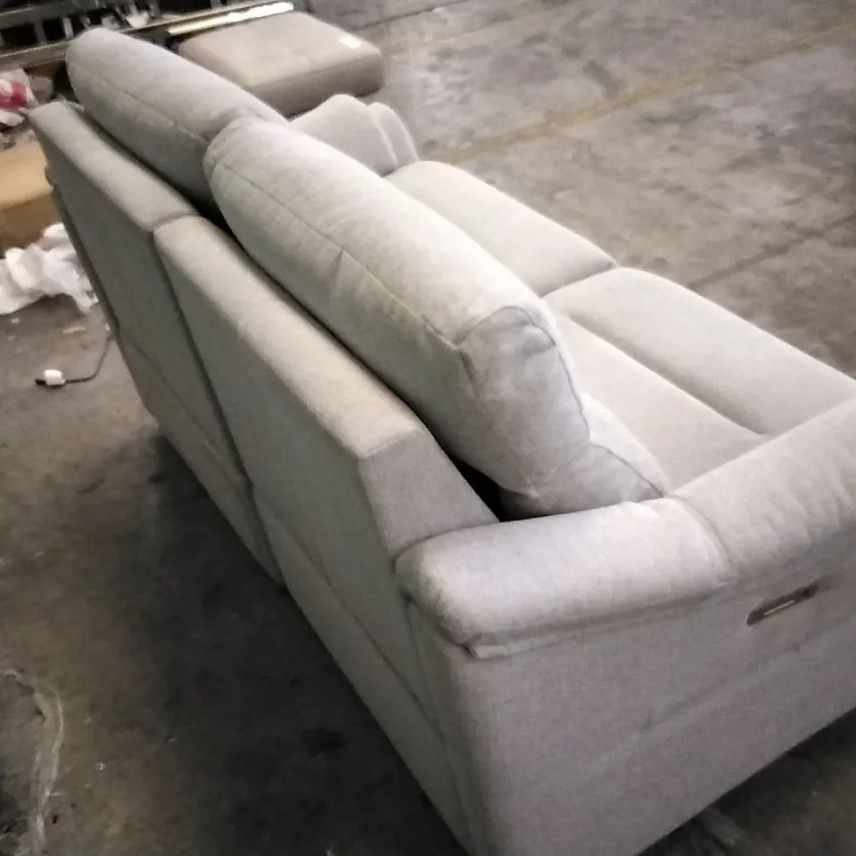 QUALITY BRITISH DESIGNED & MANUFACTURED G PLAN LIGHT GREY FABRIC ELECTRIC RECLINING 2 SEATER SOFA
