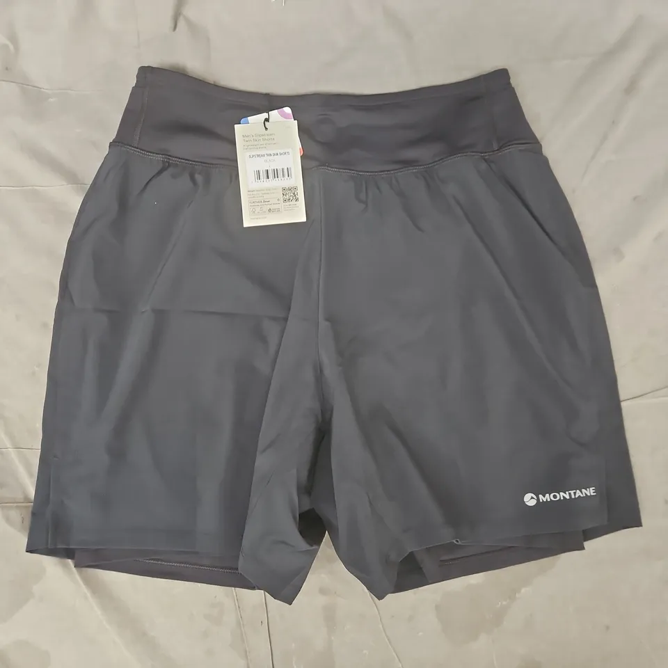 MONTANE SLIPSTREAM TWIN SKIN SHORTS IN BLACK SIZE LARGE