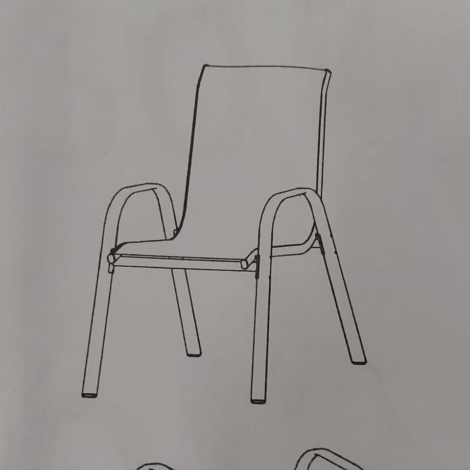 BOXED SET OF APPROXIMATELY 4 OUTDOOR DINING GARDEN CHAIRS (1 BOX)