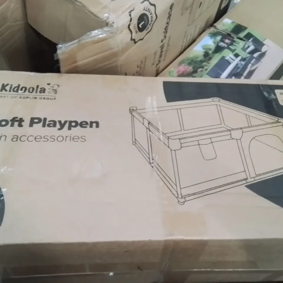 BOXED KIDOOLA SOFT PLAYPEN WITH ACCESSORIES GREY