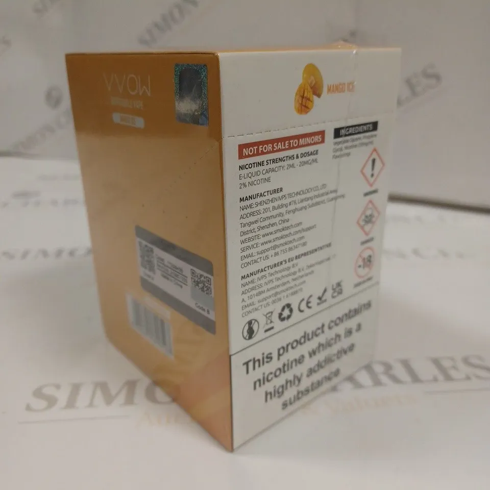 SEALED SMOK VVOW 10-PACK OF DISPOSABLE VAPES - MANGO ICE