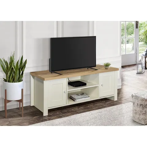 BOXED NAPANOCH TV STAND FOR TVS UP TO 58" - CREAM/OAK (1 BOX)