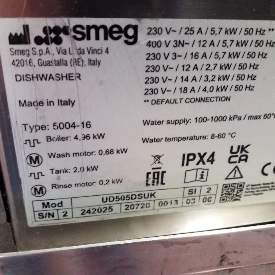 SMEG UD505DSUK UNDERCOUNTER DISHWASHER