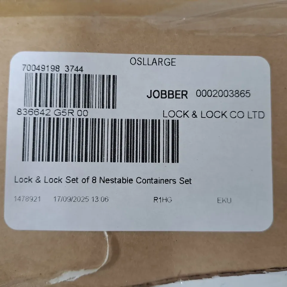 LOCK & LOCK SET OF 8 NESTABLE STORAGE CONTAINERS