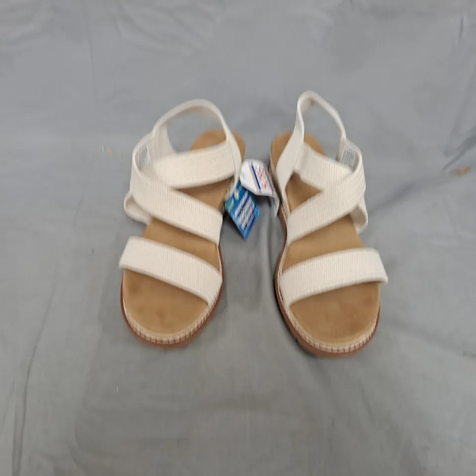 SKECHERS BOBS SANDALS - CREAM STRAPPY WEDGE, WOMEN'S - UK 6