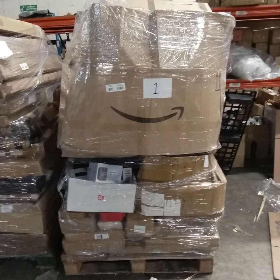 PALLET OF ASSORTED HOUSEHOLD GOODS AND PRODUCTS TO INCLUDE; WILDLIFE CAMERA, TOYS, JEANS ETC