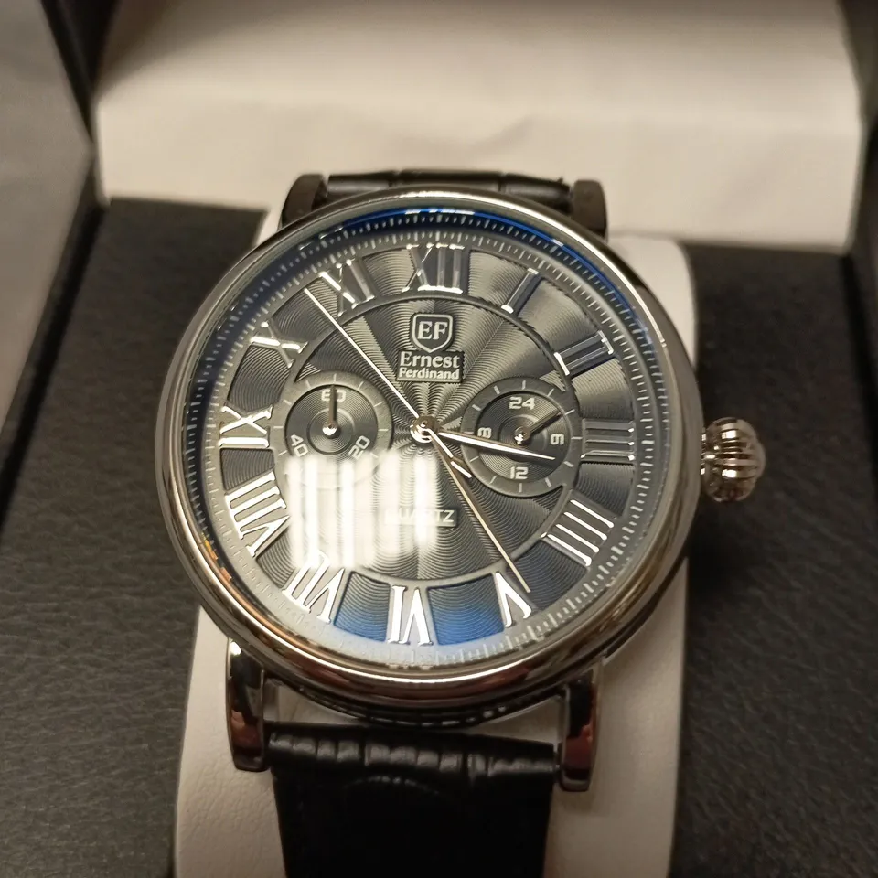 ERNEST FERDINAND WATCH – CHRONOGRAPH DIAL – LEATHER STRAP – 3ATM WATER RESISTANT - GIFT BOX