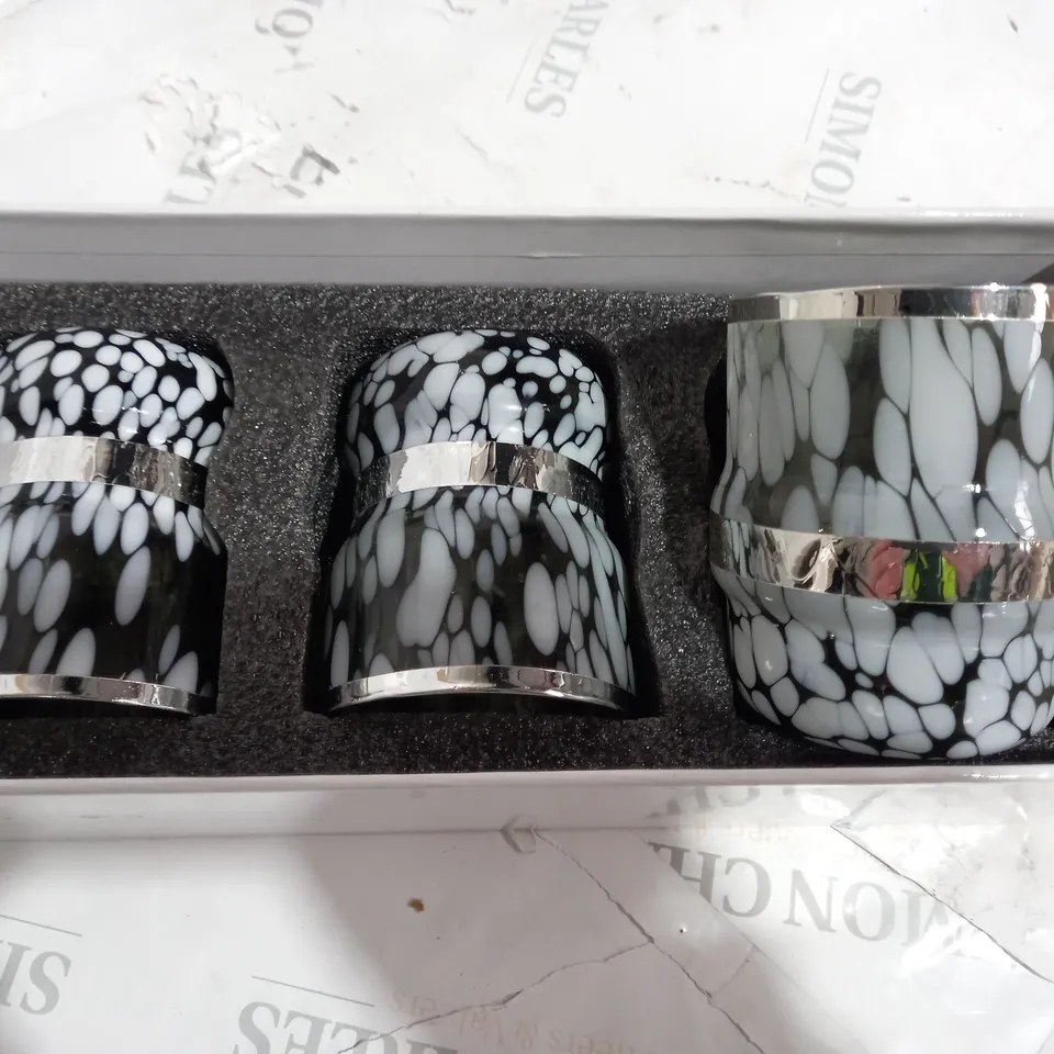 BOXED JULIEN MACDONALD SET OF 3 GLASS TEALIGHT HOLDERSS