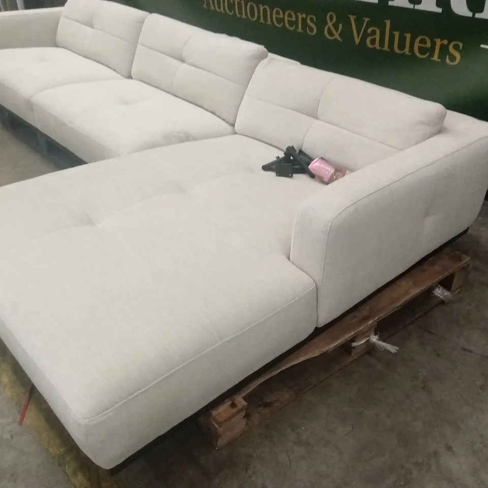DANETTI COLTON RIGHT HAND CORNER CHAISE IVORY WOVEN CHENILLE RRP £2549