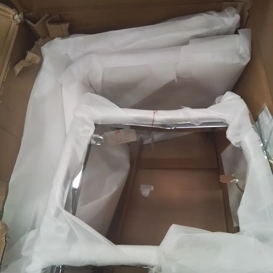 BOXED SET OF 2 TUCCA METAL FRAME WHITE FAUX LEATHER UPHOLSTERED SIDE CHAIRS