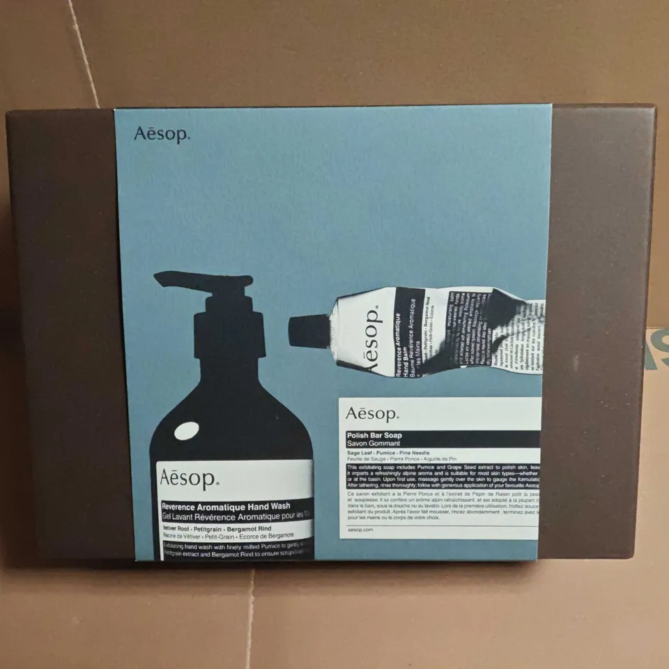 AESOP REVERENCE 3-PIECE HAND WASH GIFT SET WITH POLISH BAR SOAP