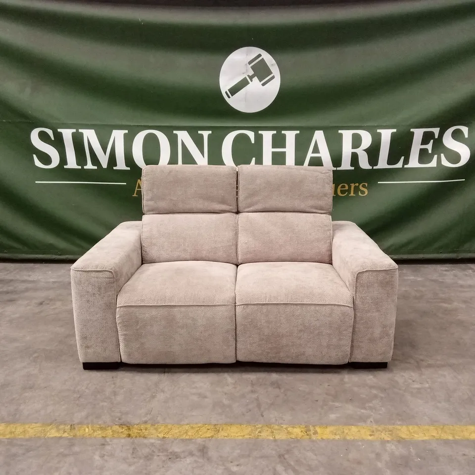 VENOSA 2 SEATER POWER RECLINER FABRIC SOFA - NATURAL RRP £1299