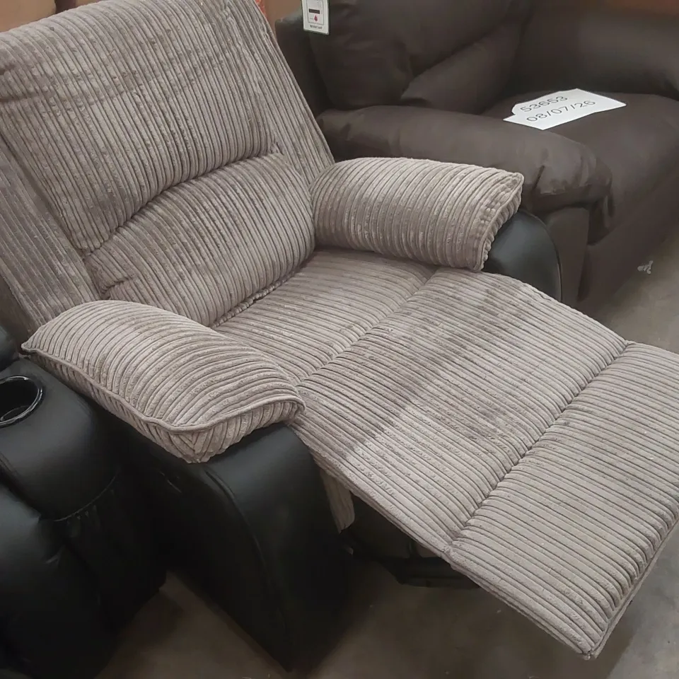 QUALITY DESIGNER FABRIC UPHOLSTERED MANUAL RECLINER ARMCHAIR