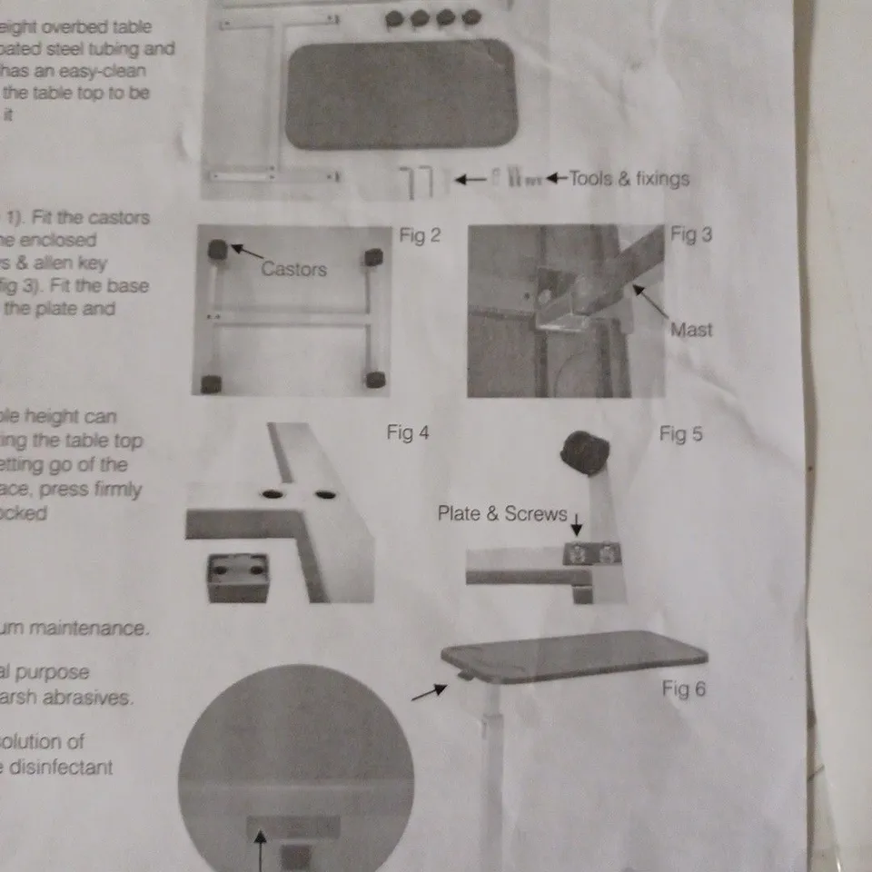 PERFORMANCE HEALTH OVERBED TABLE 