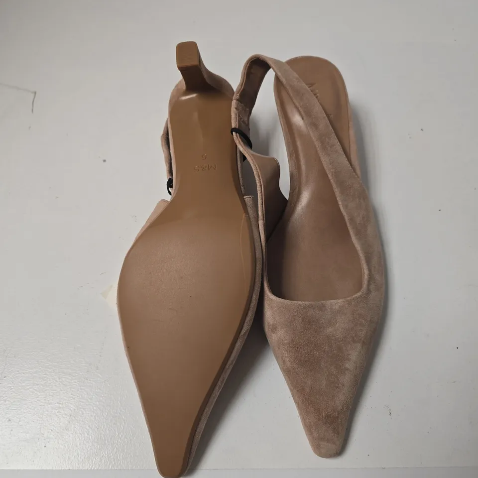 M&S BEIGE SUEDE SLINGBACK HEELS – UK 5 (EU 38) – WOMEN'S