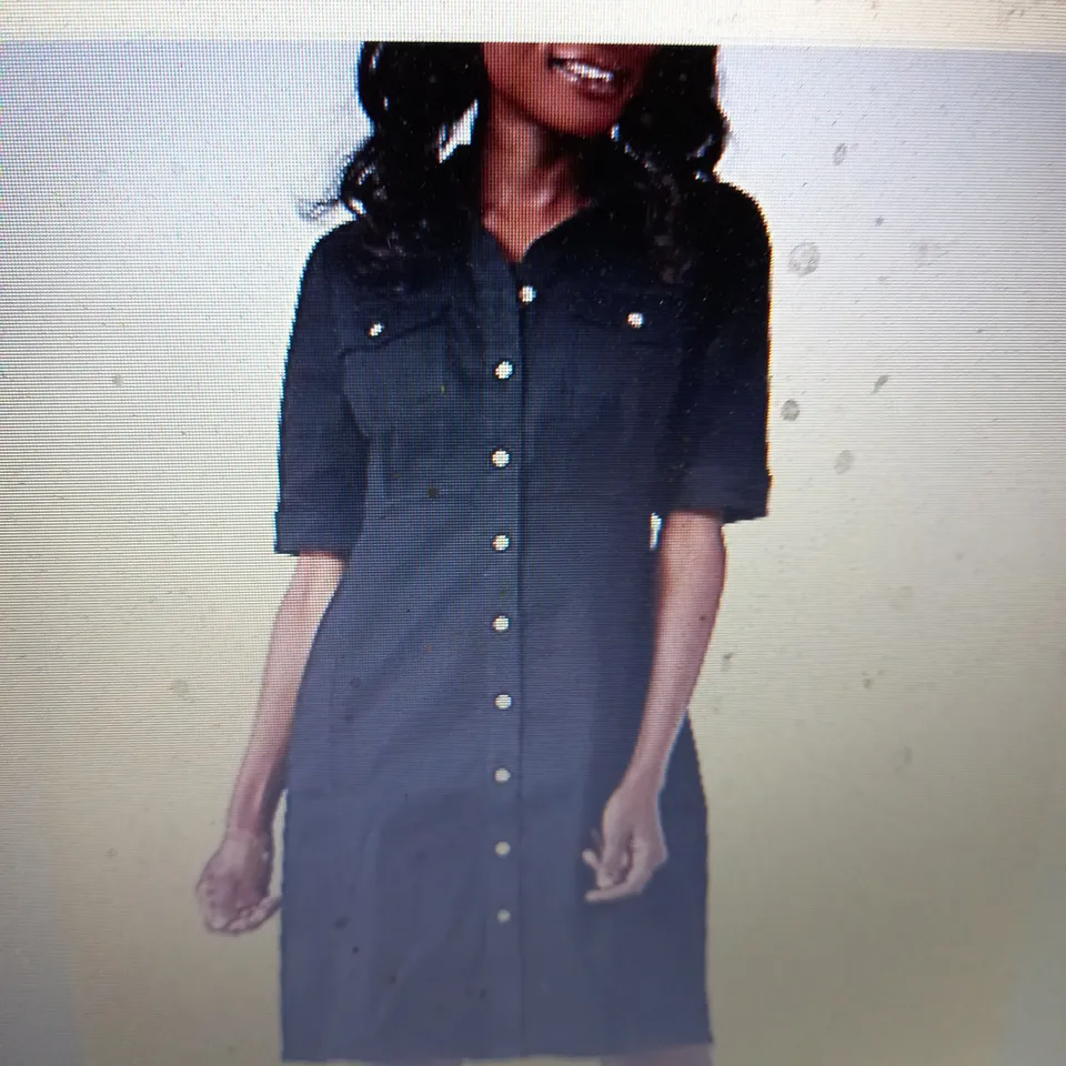4 X BRAND NEW ELBOW SLEEVE BUTTON UP STRETCH DENIM DRESS BY NINA LEONARD BLACK 3XL