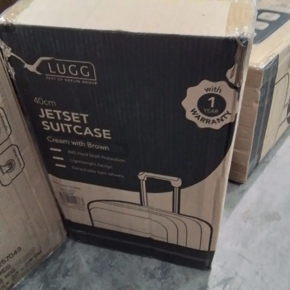 BOXED LUGG 40CM JETSET SUITCASE CREAM&BROWN 