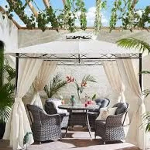 BOXED 3 x 3M METAL GAZEBO WITH 4 SIDE PANELS (1 BOX)