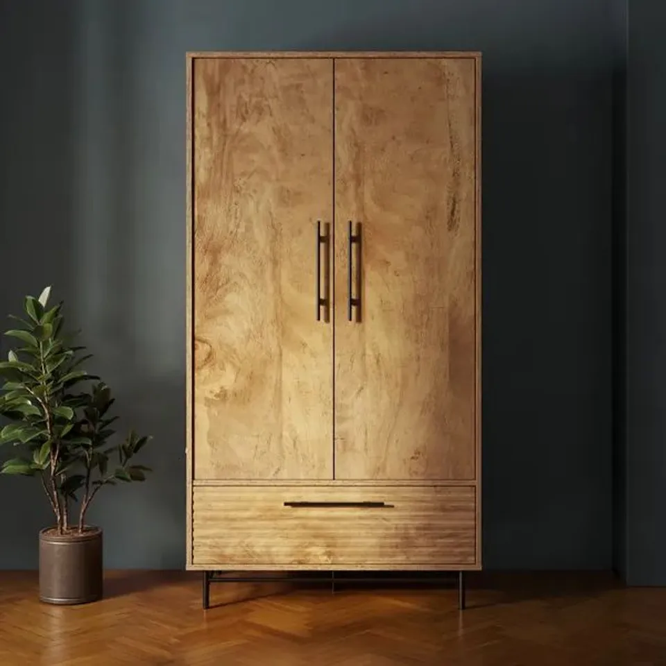 BOXED BRYANT DOUBLE WARDROBE, MANGO WOOD EFFECT (2 BOXES)