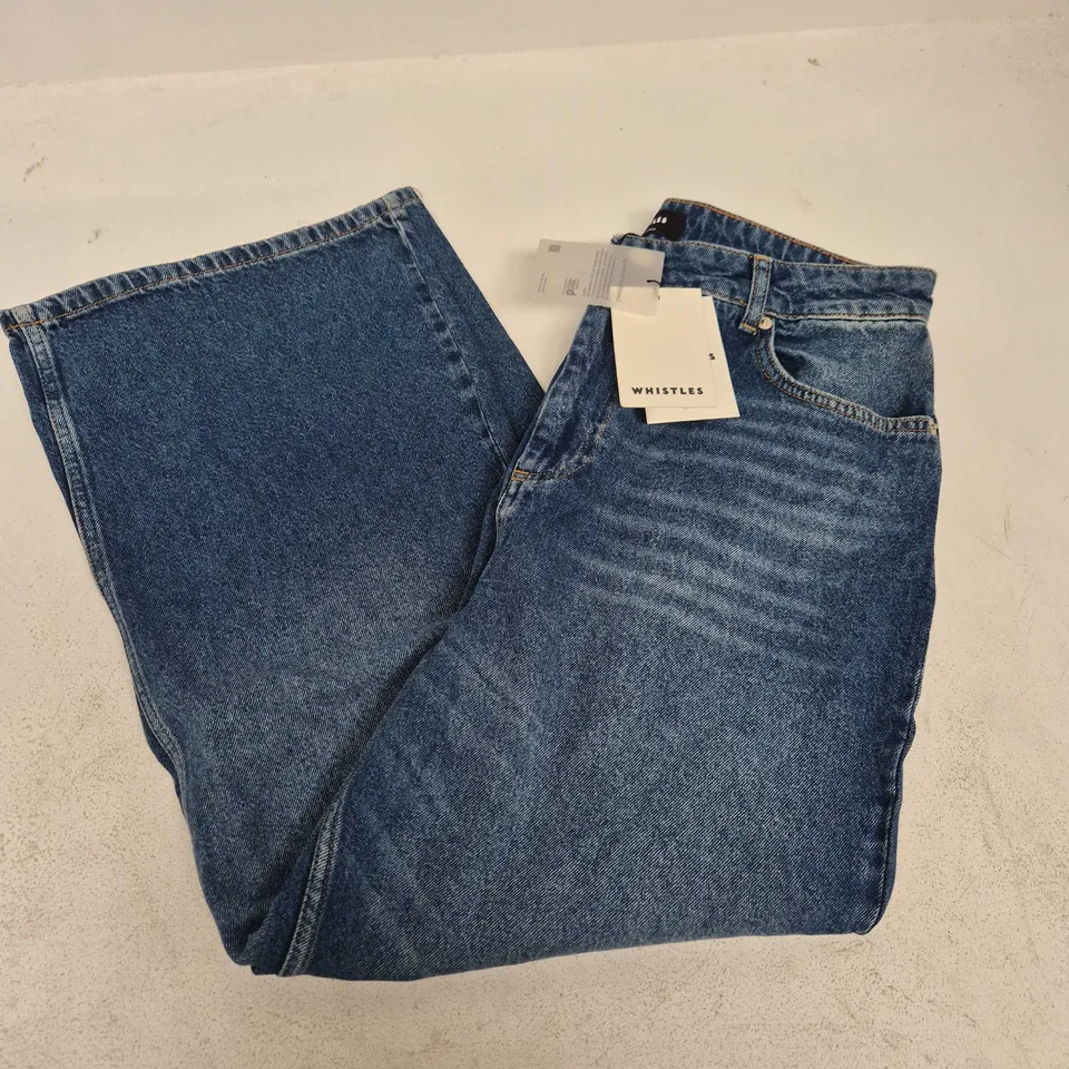 WHISTLES STRAIGHT ANKLE LENGTH JEANS IN BLUE - UK 32