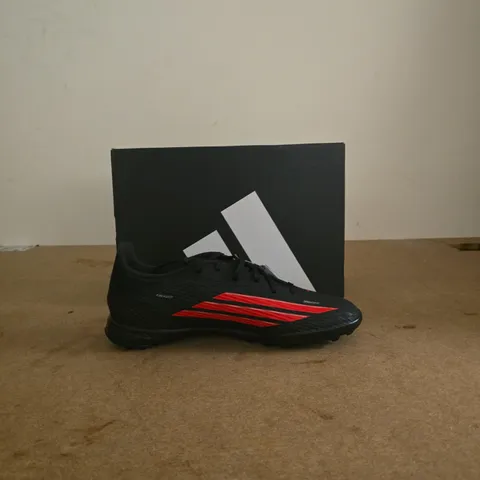 ADIDAS FOOTBALL BOOTS – BOXED, BLACK WITH RED 3-STRIPES UK 8.5