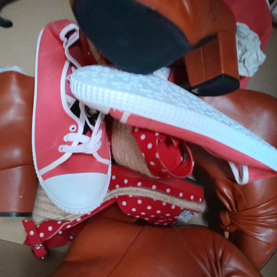 APPROXIMATELY 10 PAIRS OF ASSORTED WOMEN SHOES IN VARIOUS STYLES AND SIZES 