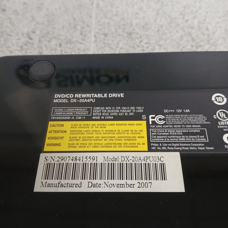 LITE-ON EXTERNAL DVD/CD REWRITABLE DRIVE DX-20A4PU UNBOXED