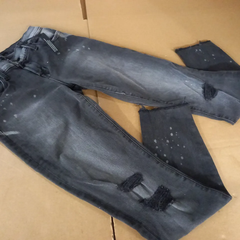 BRAND NEW J BRAND MID RISE CROPPED SKINNY JEANS IN DISTRESSED BLACK - 24