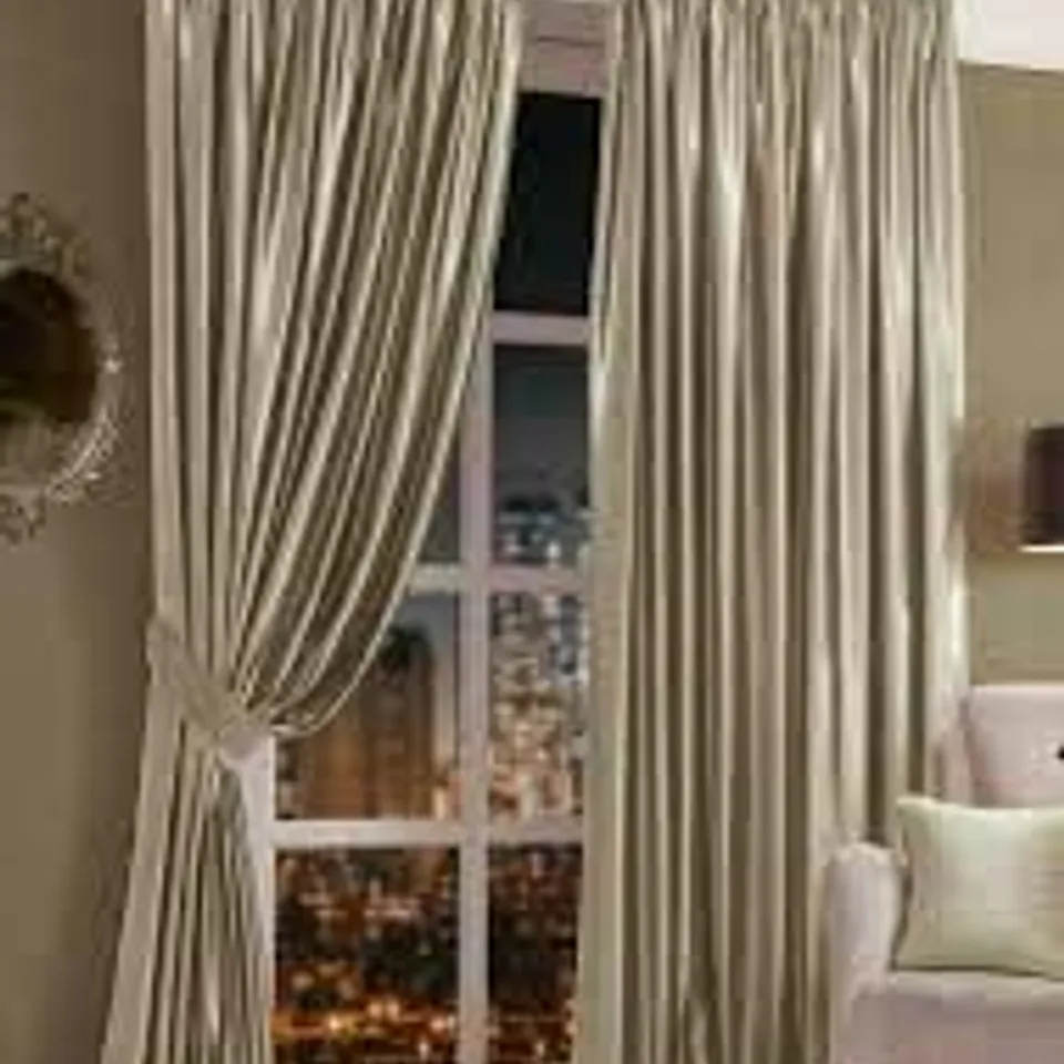 BAGGED BETH PENCIL PLEAT LINED ROOM DARKENING CURTAINS SILVER (no size)