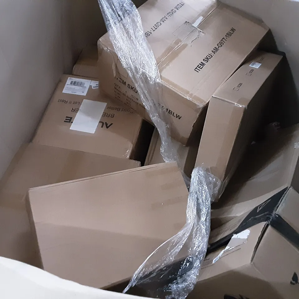 PALLET OF ASSORTED PRODUCTS INCLUDING PHILIPS VILLA GLASS TABLE, GOLMEZIL OIL FREE AIR FRYER, EURO SHOWERS TOILET SEAT, GIOVARA CHAIR MAT, SIMDER MUG WELDER, HIBBENT BIDET SEAT 
