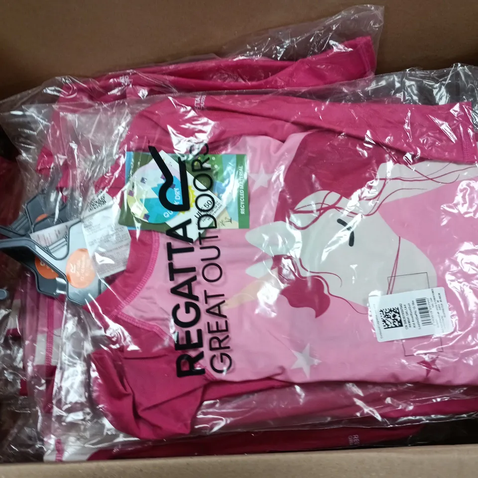APPROXIMATELY 35 BRAND NEW REGATTA KIDS ANIMAL RASH SUITS IN UNICORN PINK IN VARIOUS SIZES