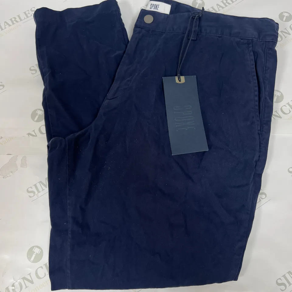 SPOKE SLIM TAPER TROUSERS IN NAVY SIZE 36