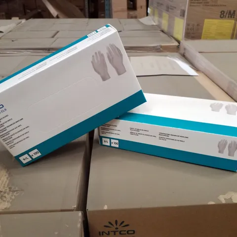 PALLET OF APPROXIMATELY 56 INTCO VINYL DISPOSABLE GLOVES 100PK BOXES - LARGE