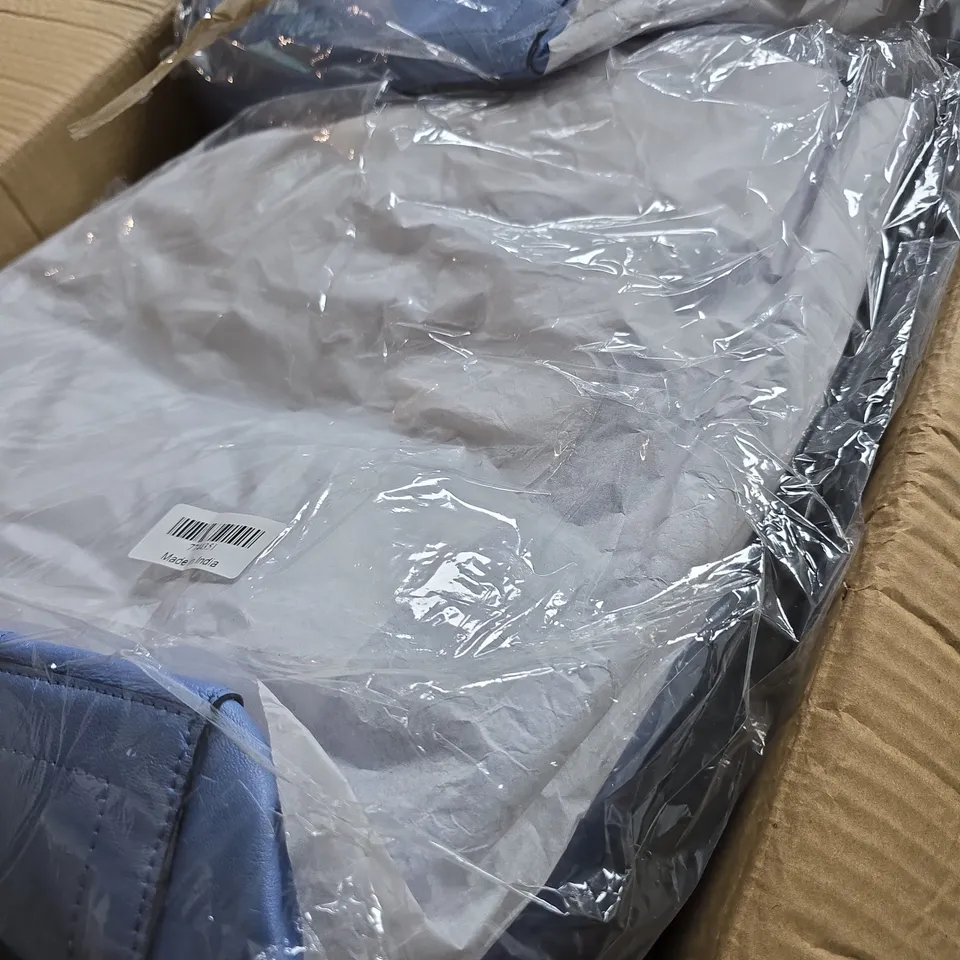 BOX OF APPROXIMATELY 8 X LIGHT BLUE LEATHER TOTE BAG