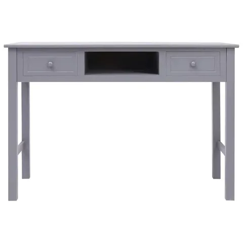 BOXED ALDYN SOLID WOOD WRITING DESK IN GREY - 1 BOX