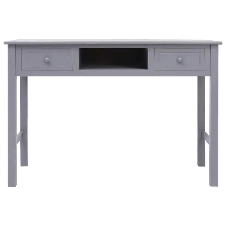 BOXED ALDYN SOLID WOOD WRITING DESK IN GREY - 1 BOX