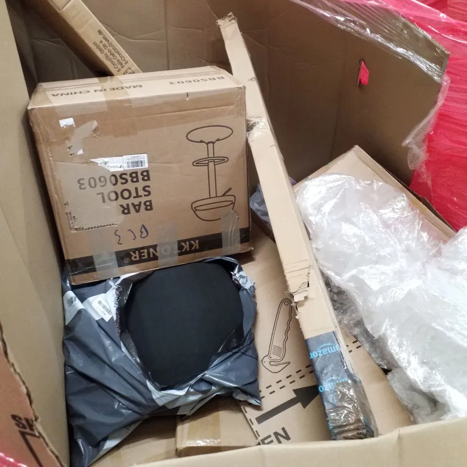 PALLET OF ASSORTED PRODUCTS INCLUDING TWIN BED FRAME WITH HEADBOARD, WHITEBOARD STAND, OFFICE STOOL, MULTIFUNCTIONAL FOOD PROCESSOR 