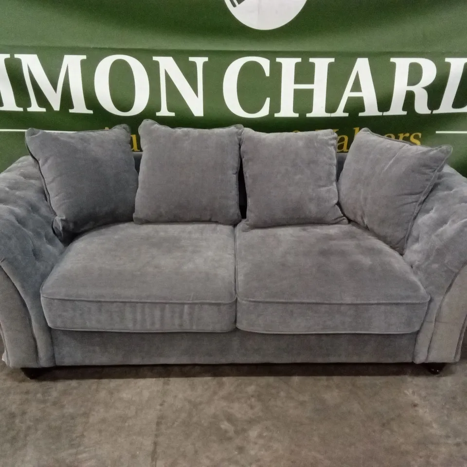WINDSOR 3 SEATER FABRIC SCATTER BACK SOFA - GREY RRP £949