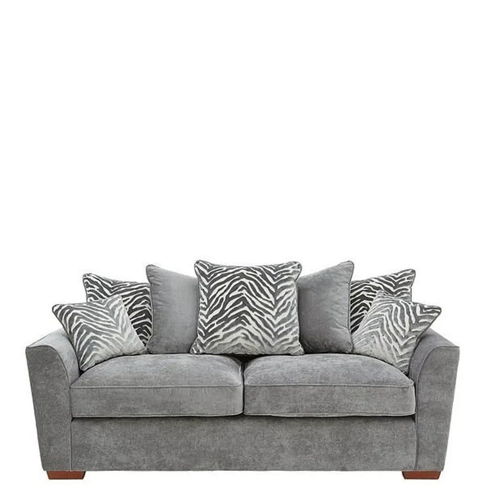 BAGGED DESIGNER KINGSTON UPHOLSTERED 3 SEATER GREY/ BLACK FIXED SOFA
