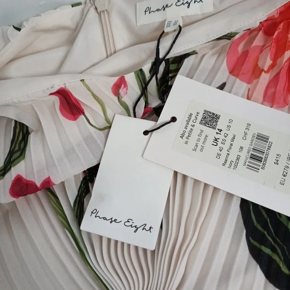 PHASE EIGHT REANNA FLORAL MAXI IVORY DRESS – UK 14