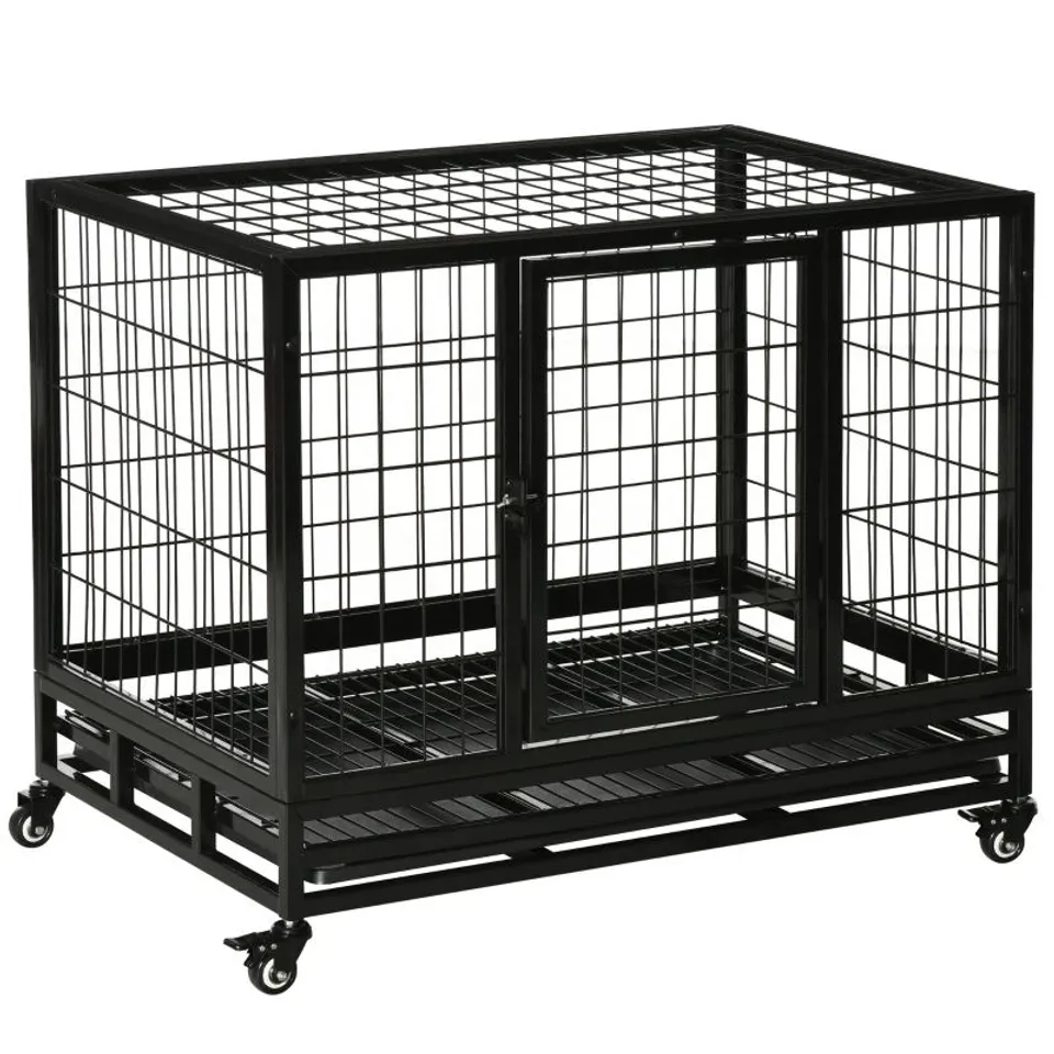 BOXED PAWHUT METAL KENNEL CAGE WITH WHEELS AND CRATE TRAY (1 BOX)
