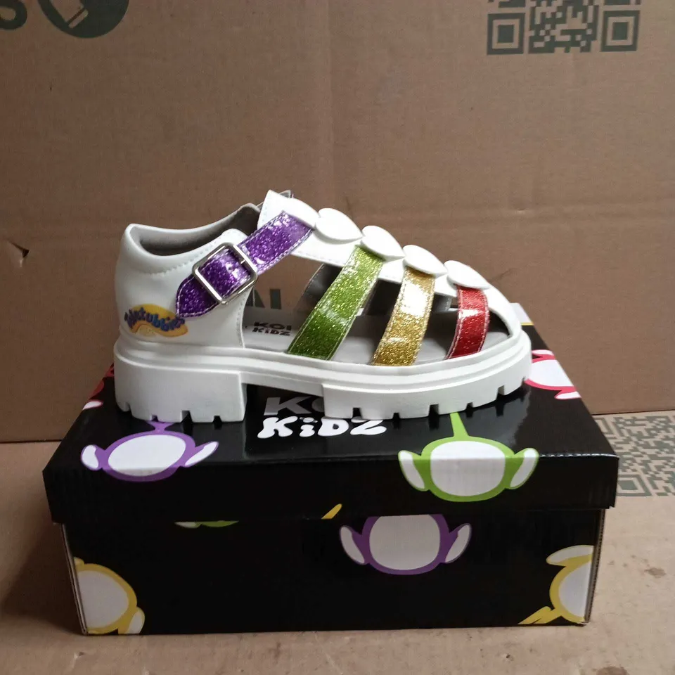 KOI KIDZ TELETUBBIES GLITTER TRUMPETS SANDALS WHITE MULTI SIZE 13